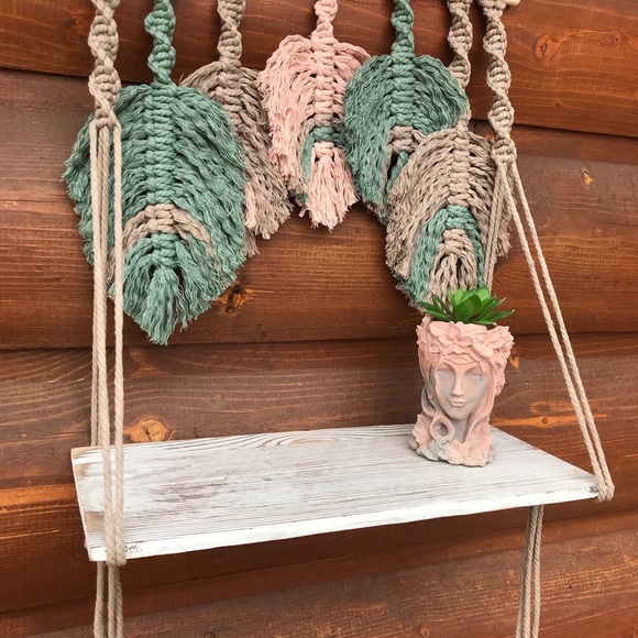 Macrame Feather Wall Shelf - Picture 6 of 6